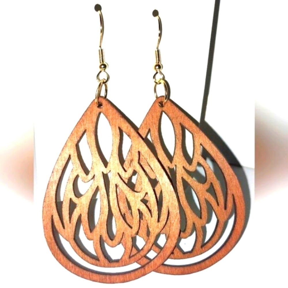 Gorgeous Hollow Wooden Earrings For Adults